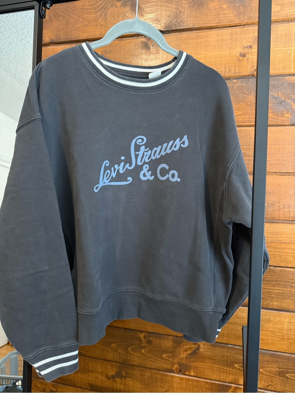 Levi's Black Crewneck Sweatshirt with Blue Script Logo